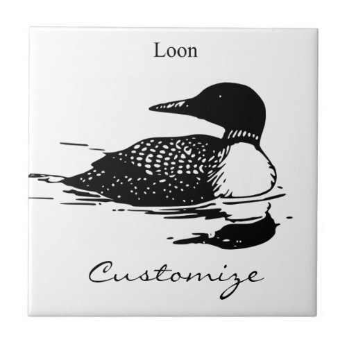 Loon Swimming Bird Art Thunder_Cove Ceramic Tile