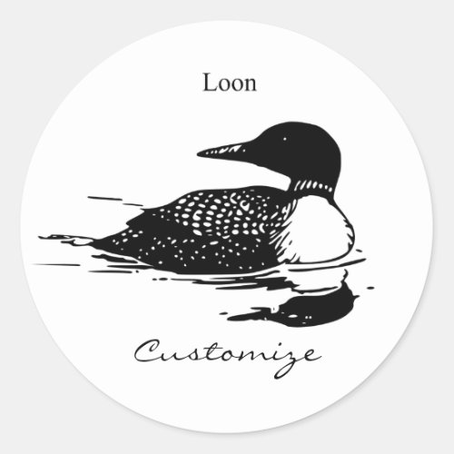 Loon Swimming Bird Art Thunder_Cove Classic Round Sticker