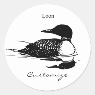 Loon Swimming Bird Art Thunder_Cove Classic Round Sticker