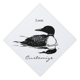 Loon Swimming Bird Art Thunder_Cove Graduation Cap Topper
