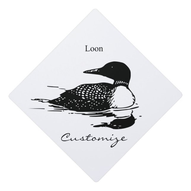 Loon Swimming Bird Art Thunder_Cove Graduation Cap Topper (Front)