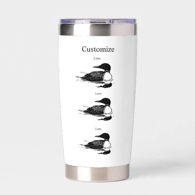 Loon Swimming Bird Art Thunder_Cove Insulated Tumbler (Front)