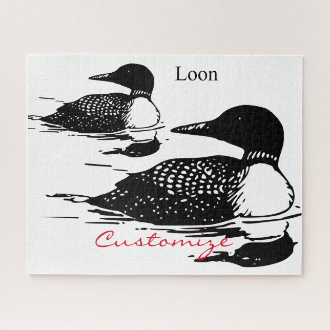 Loon Swimming Bird Art Thunder_Cove Jigsaw Puzzle (Horizontal)