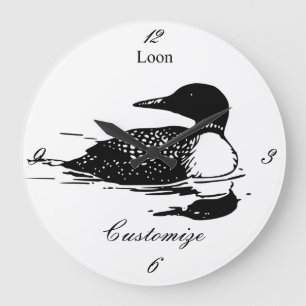 Loon Swimming Bird Art Thunder_Cove Large Clock