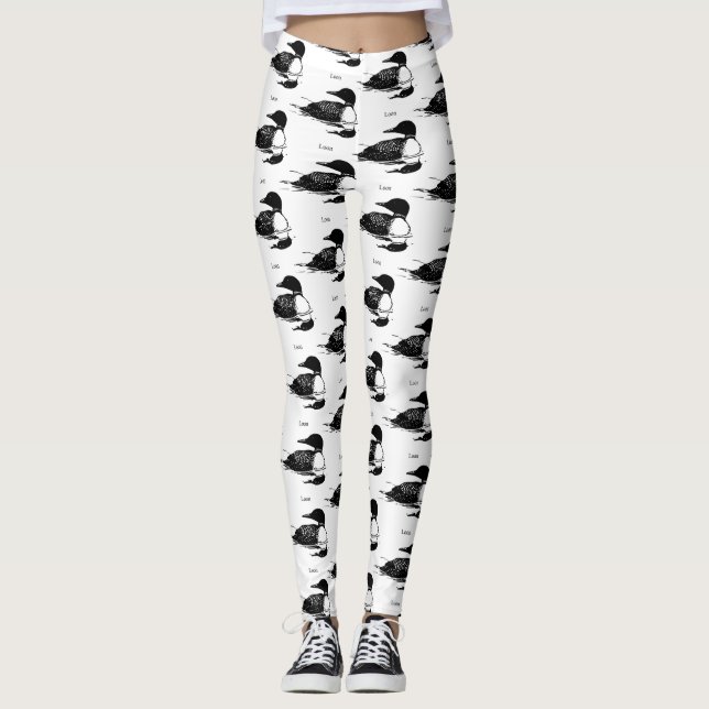 Loon Swimming Bird Art Thunder_Cove Leggings (Front)