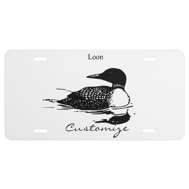 Loon Swimming Bird Art Thunder_Cove License Plate (Front)