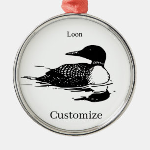 Loon Swimming Bird Art Thunder_Cove Metal Ornament