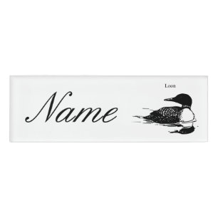 Loon Swimming Bird Art Thunder_Cove Name Tag
