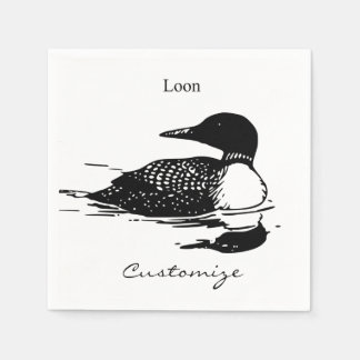 Loon Swimming Bird Art Thunder_Cove Napkins