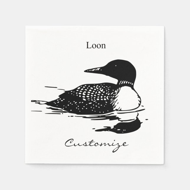 Loon Swimming Bird Art Thunder_Cove Napkins (Front)