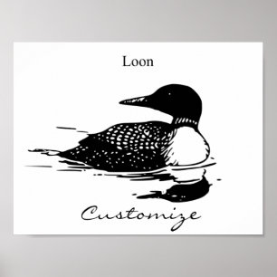 Loon Swimming Bird Art Thunder_Cove Poster