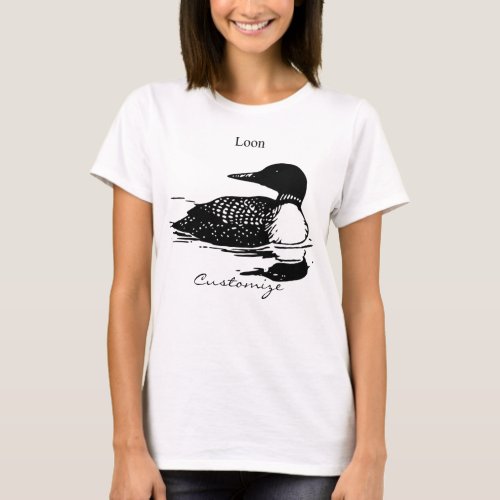 Loon Swimming Bird Art Thunder_Cove T_Shirt