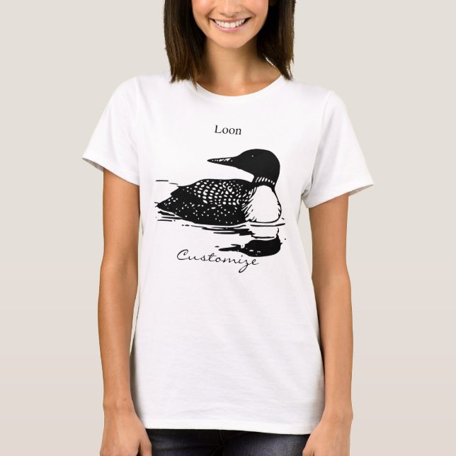 Loon Swimming Bird Art Thunder_Cove T-Shirt (Front)