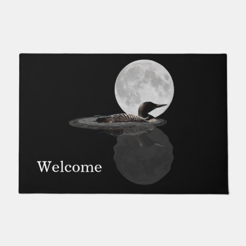 Loon Swims In The Moonlight Door Mat