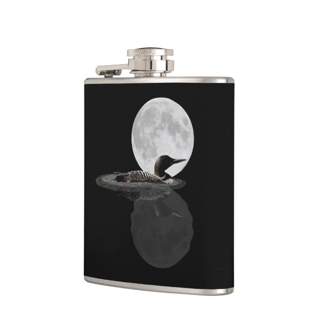 Loon Swims In The Moonlight Drink Flask (Left)