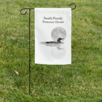Loon Swims In The Moonlight Garden Flag