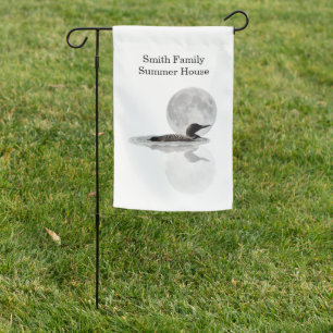 Loon Swims In The Moonlight Garden Flag