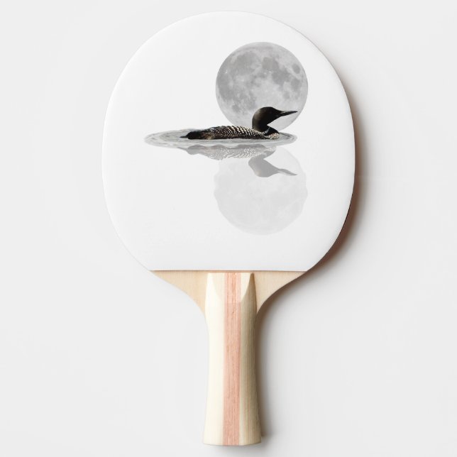 Loon Swims In The Moonlight Ping Pong Paddle (Front)