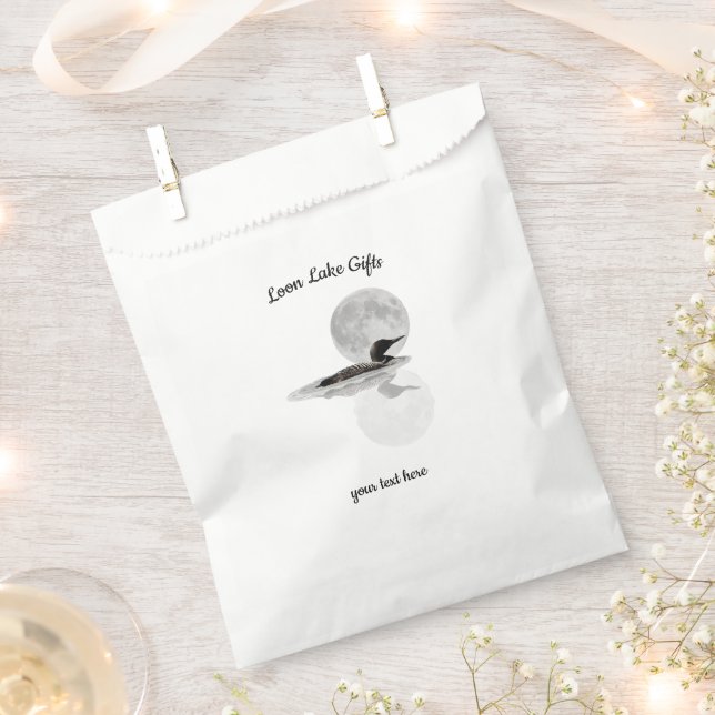 Loon Under Full Moon Favor Bag (Clipped)