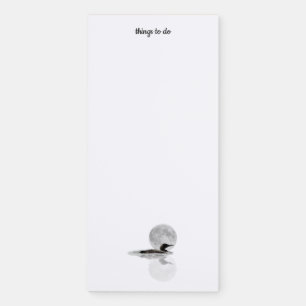 Loon Under Full Moon Magnetic Notepad