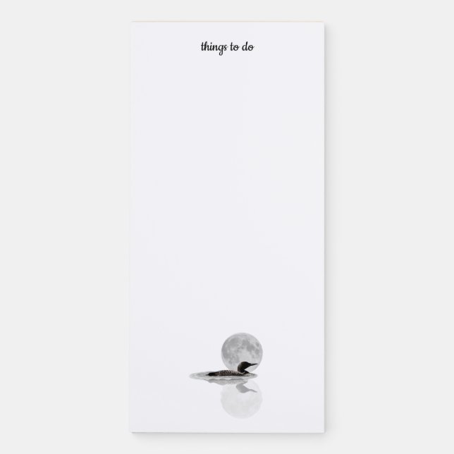 Loon Under Full Moon Magnetic Notepad (Front)