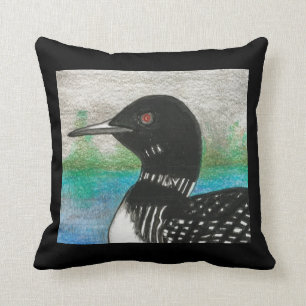 Loon Watercolor Painting Northern Lake Bird Throw Pillow