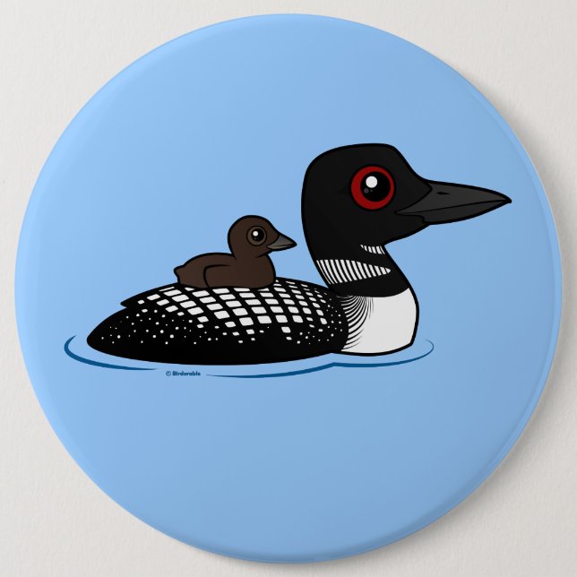 Loon with chick button (Front)