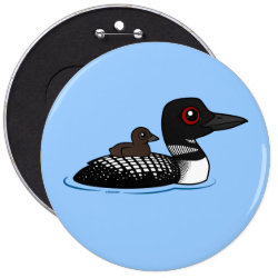 Loon with chick Round Button
