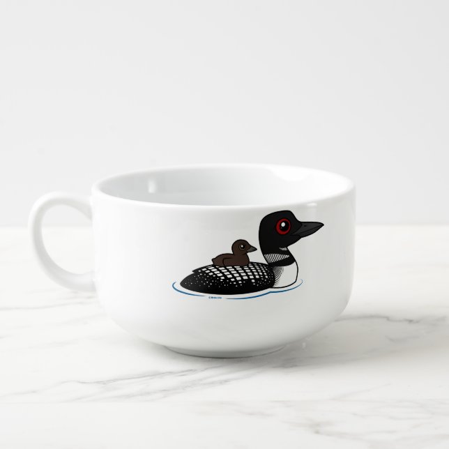 Loon with chick soup mug (Right)