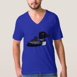Loon with chick Men's American Apparel Fine Jersey V-neck T-Shirt