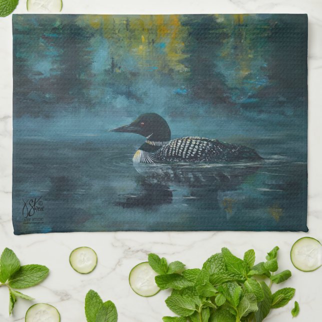Loonell Loon Painting Kitchen Towel (Folded)