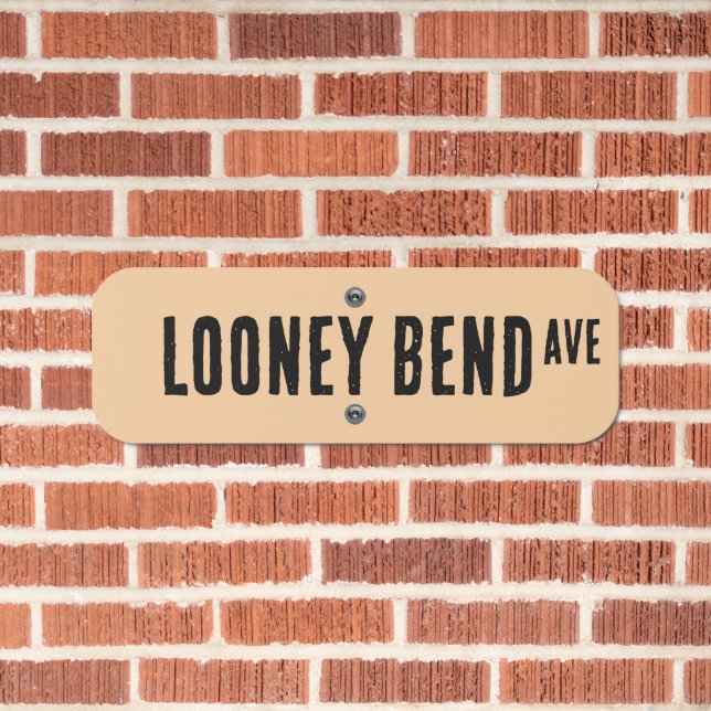 LOONEY BEND AVE FUNNY METAL STREET SIGN (In Situ(Brick))