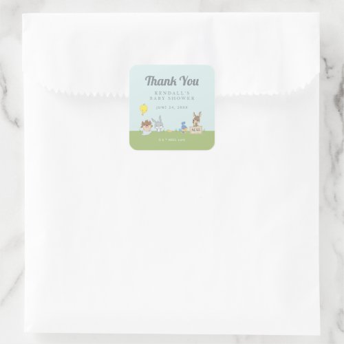 LOONEY TUNES Baby Shower Thank You Square Sticker