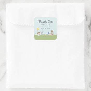 Looney Tunes™ Baby Shower Thank You Square Sticker by looneytunes at Zazzle