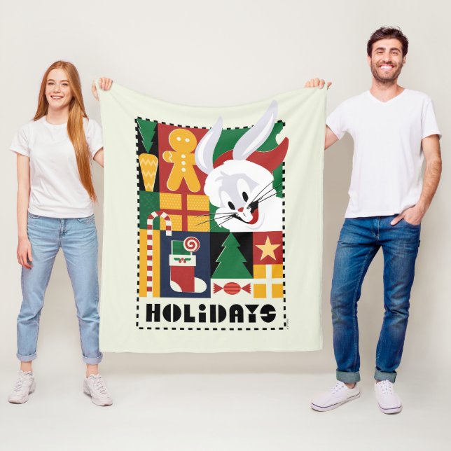 LOONEY TUNES™ BUGS BUNNY™ Holidays Badge Fleece Blanket (In Situ)