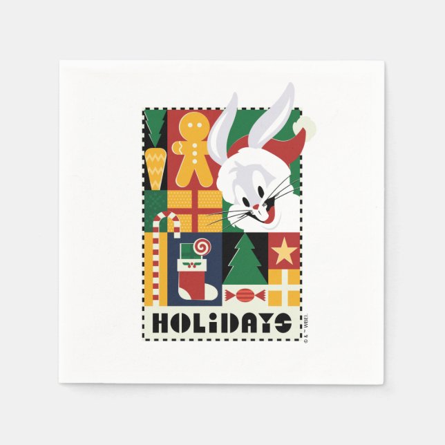 LOONEY TUNES™ BUGS BUNNY™ Holidays Badge Napkins (Front)