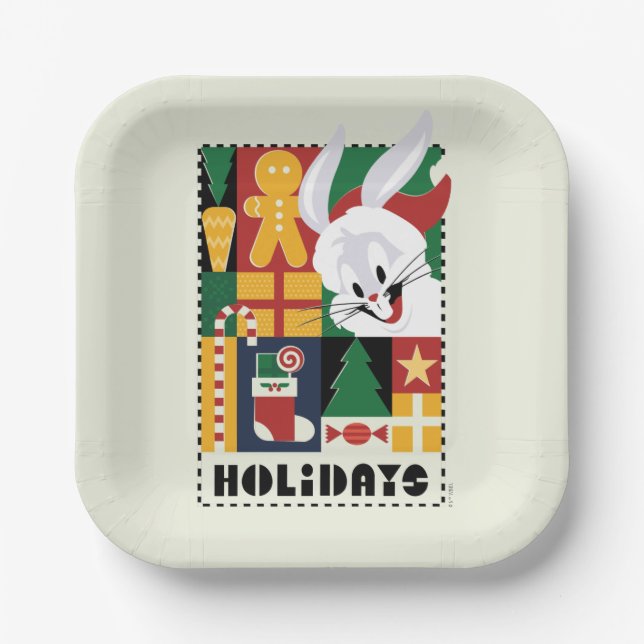 LOONEY TUNES™ BUGS BUNNY™ Holidays Badge Paper Plates (Front)