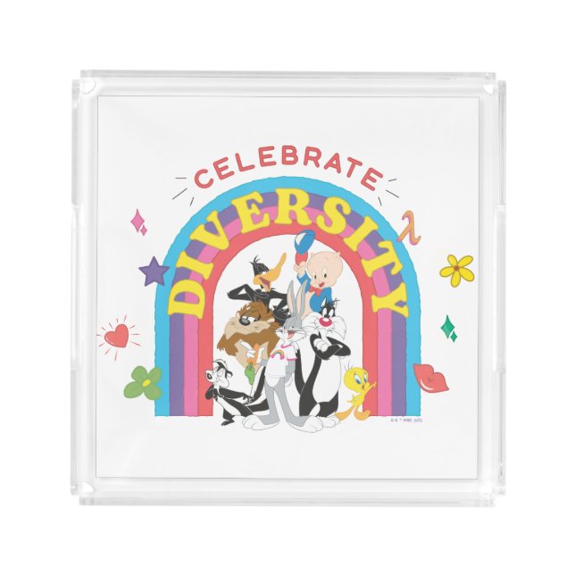 LOONEY TUNES™ - Celebrate Diversity Pride Rainbow Acrylic Tray (Front)