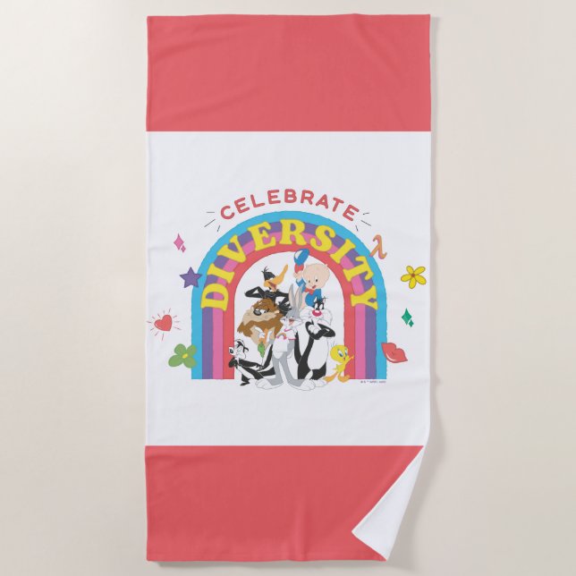 LOONEY TUNES™ - Celebrate Diversity Pride Rainbow Beach Towel (Front)