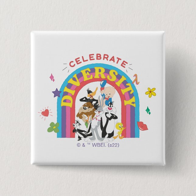 LOONEY TUNES™ - Celebrate Diversity Pride Rainbow Button (Front)