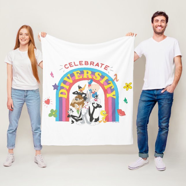 LOONEY TUNES™ - Celebrate Diversity Pride Rainbow Fleece Blanket (In Situ)
