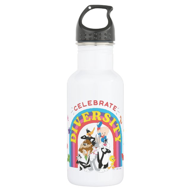 LOONEY TUNES™ - Celebrate Diversity Pride Rainbow Stainless Steel Water Bottle (Front)
