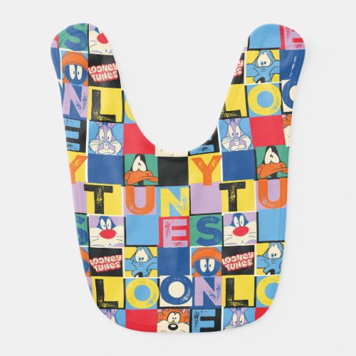 LOONEY TUNES Character Checker Blocks Baby Bib