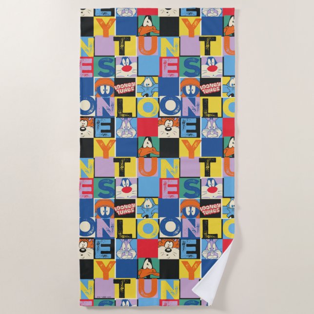 LOONEY TUNES™ Character Checker Blocks Beach Towel (Front)