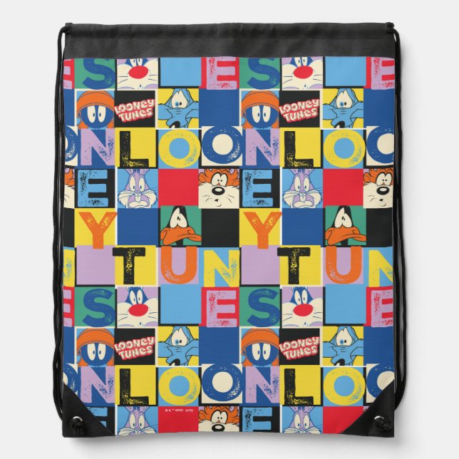 LOONEY TUNES™ Character Checker Blocks Drawstring Bag (Front)