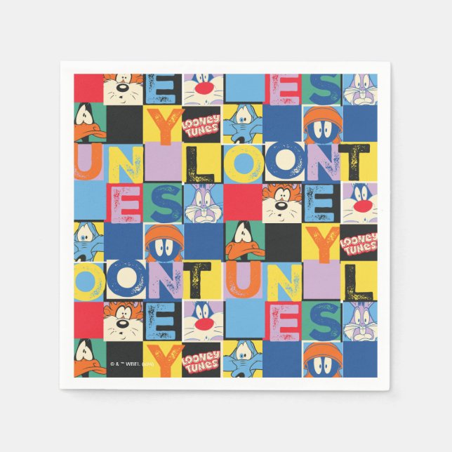 LOONEY TUNES™ Character Checker Blocks Napkins (Front)