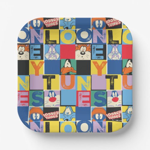 LOONEY TUNES Character Checker Blocks Paper Plates