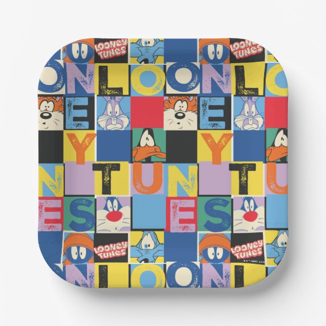 LOONEY TUNES™ Character Checker Blocks Paper Plates (Front)