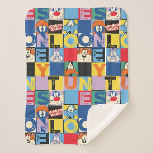 LOONEY TUNES Character Checker Blocks Sherpa Blanket