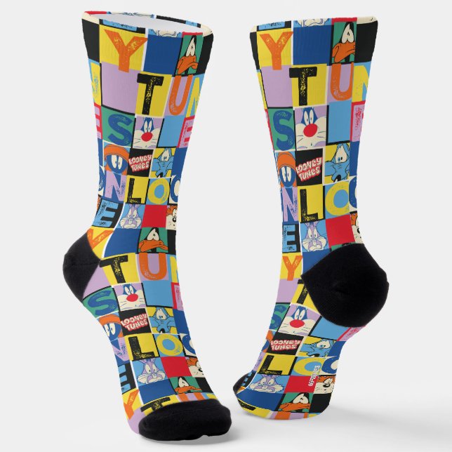 LOONEY TUNES™ Character Checker Blocks Socks (Angled)